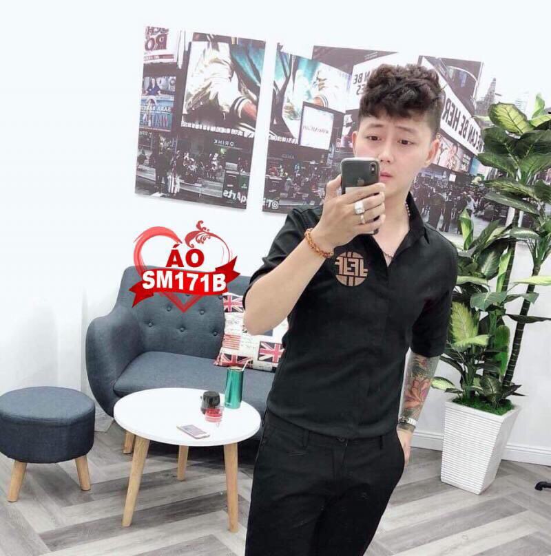 [HCM]ÁO SƠ MI NAM IN LOGO NGỰC CÁ TÍNH