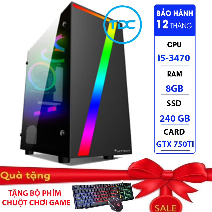 Max pc gaming x7 cpu core i5-3470 ram 8gb ssd 240gb gtx 750ti chơi pubg,lol, cf, fifa4, đế chế ...+ tặng ngay bàn phím giả cơ,chuột led 7 màu - máy tính chơi game,thùng cây máy tính để bàn chơi game