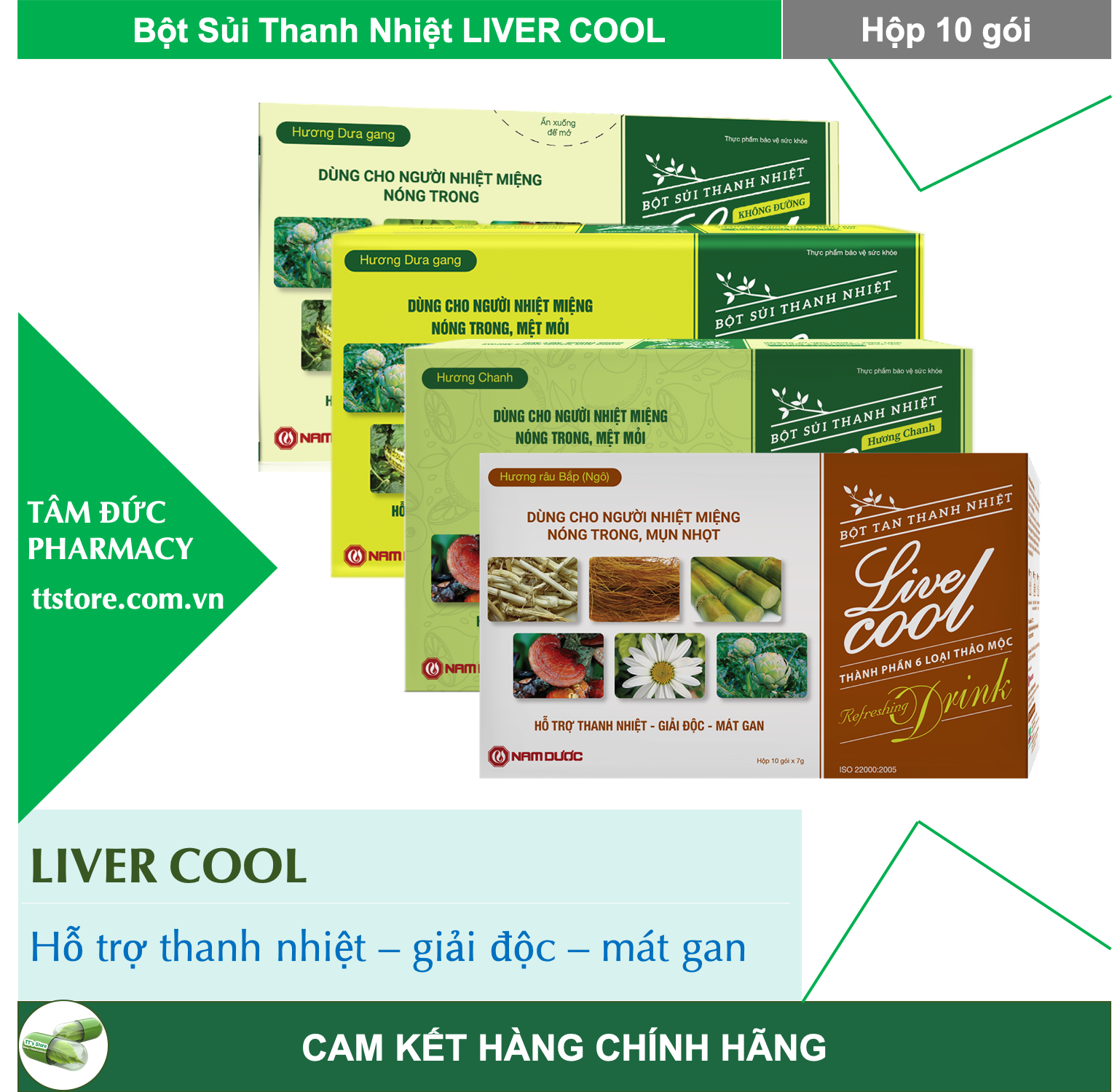 Bột sủi thanh nhiệt LIVECOOL Nam Dược (Hộp 10 gói) [livercool, live cool, liver cool]