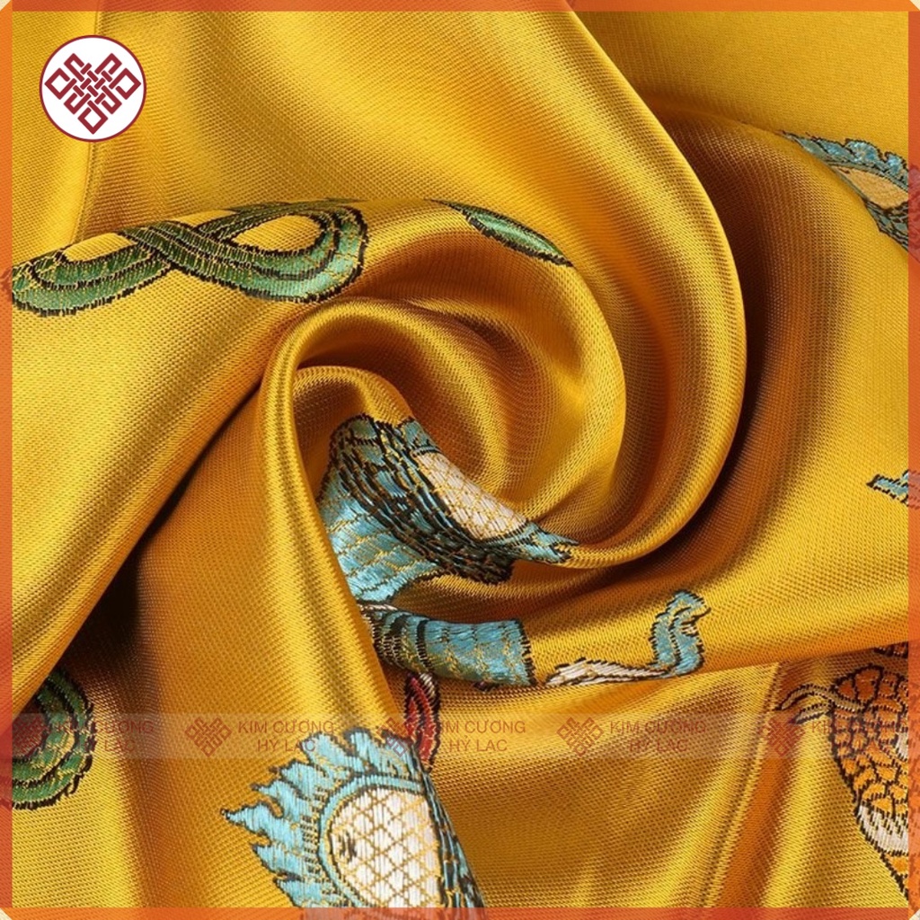Khăn Khata [Kim Cương Hỷ Lạc] Lụa Thêu Bát Cát Tường 250X48Cm