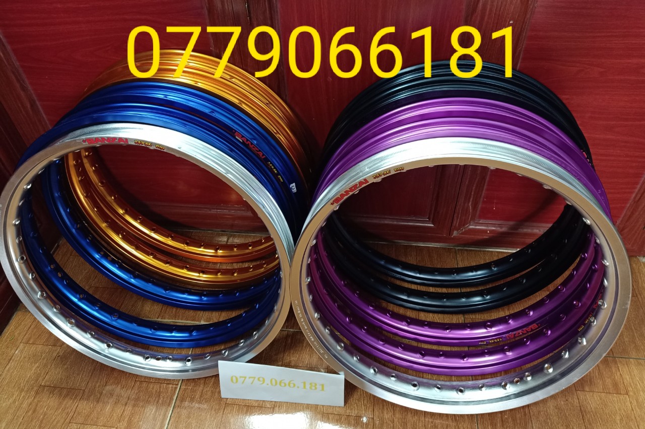 CẶP VÀNH NIỀNG NHÔM 1.4 & 1.4 TRƯỚC SAU BANZAI DALE SOLUTE THÁI LAN CÓ NHIỀU MÀU SẮC GẮN CÁC DÒNG XE MÁY