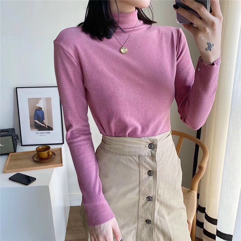 Áo giữ nhiệt motie túi zip vàng cổ 3 phân cho nữ