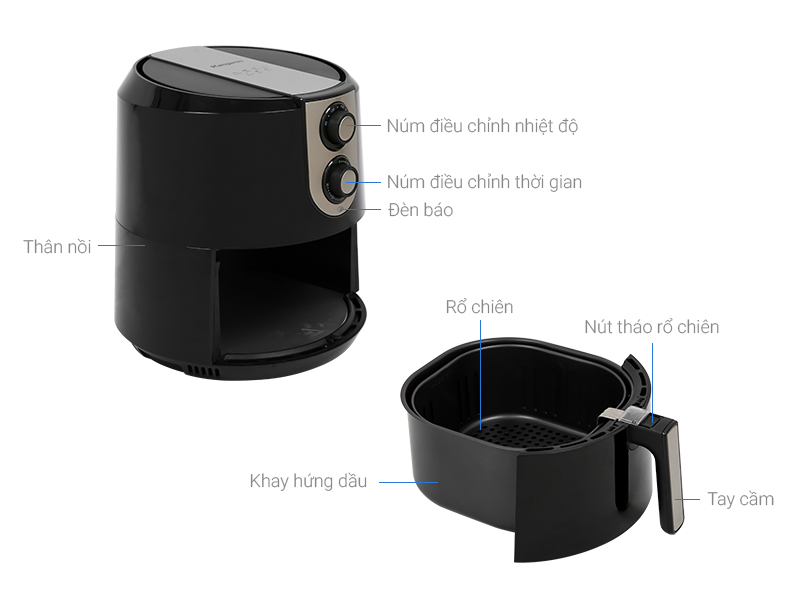 Nồi chiên không dầu Kangaroo KG55AF1 - 5.2 lít