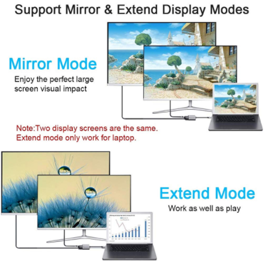 Cáp chuyển USB Type-c ra 2 cổng HDMI/ VGA thương hiệu Stadaz