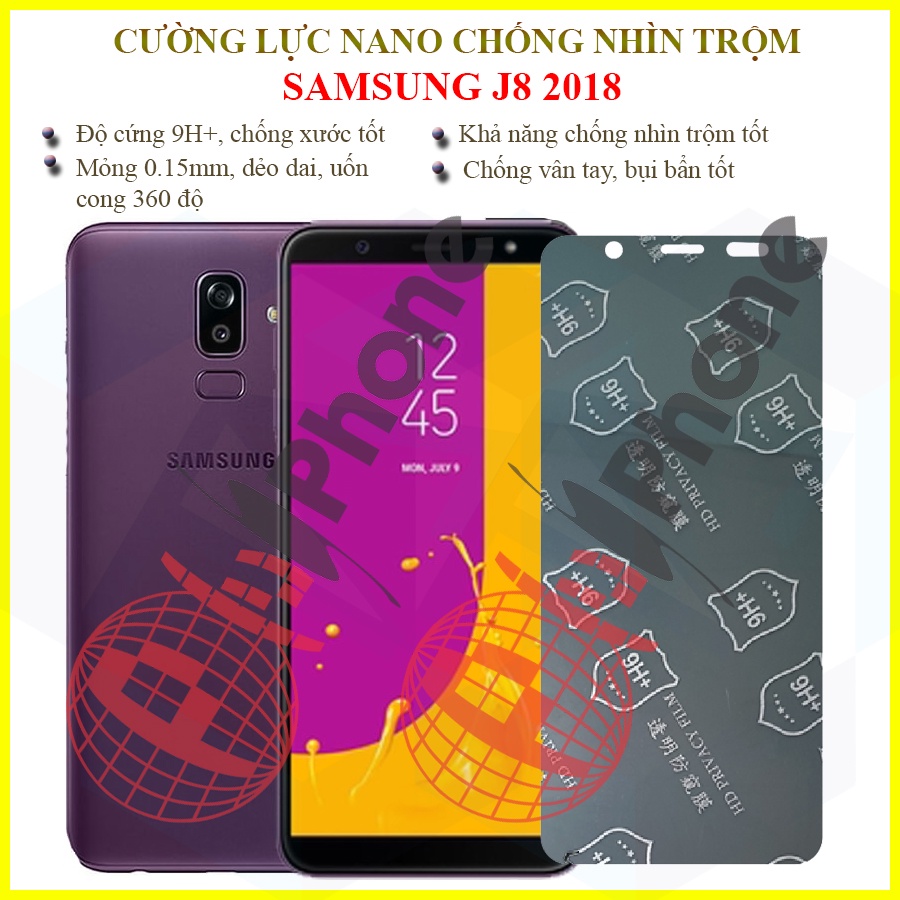 Dán chống nhìn trộm Samsung J8 2018 - Dán cường lực dẻo nano 9H+