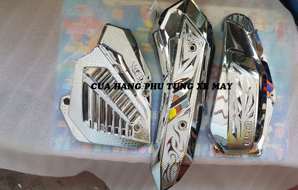 Combo 3 món ốp pô bầu e quạt gió gắn xe airblade 2020 crom bền, đẹp