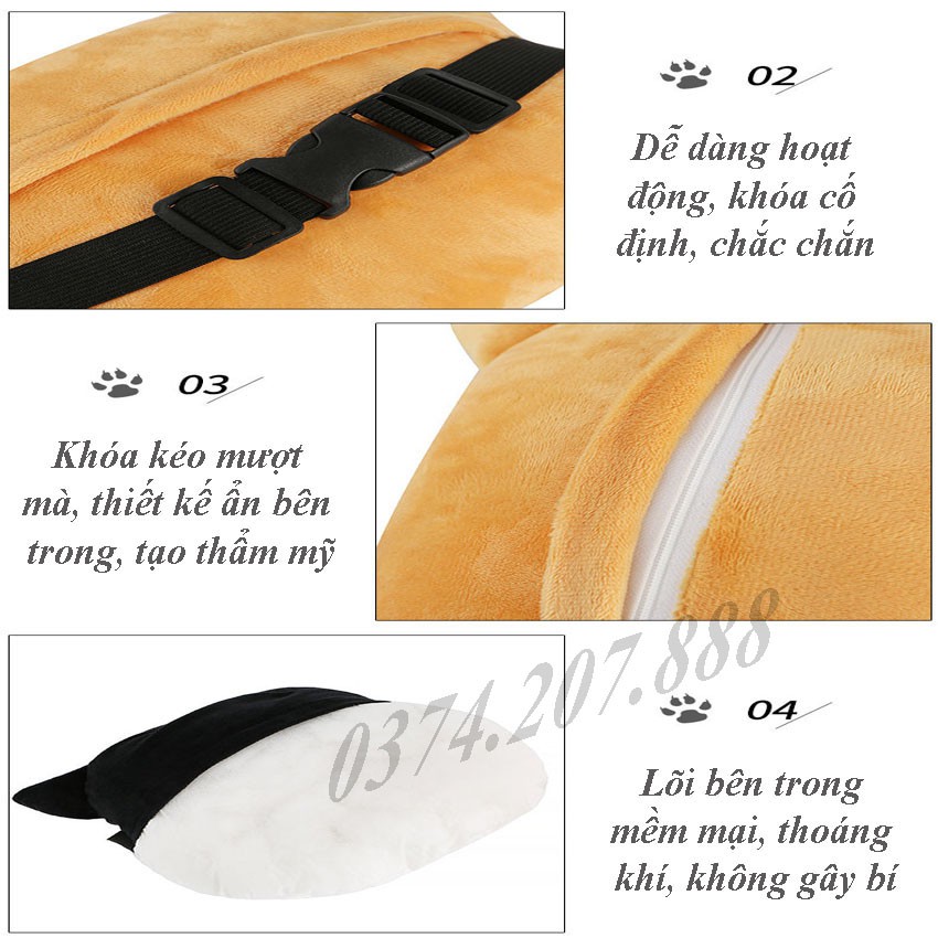 Gối tựa đầu xe hơi hình thú 3D có 6 mặt hình lựa chọn