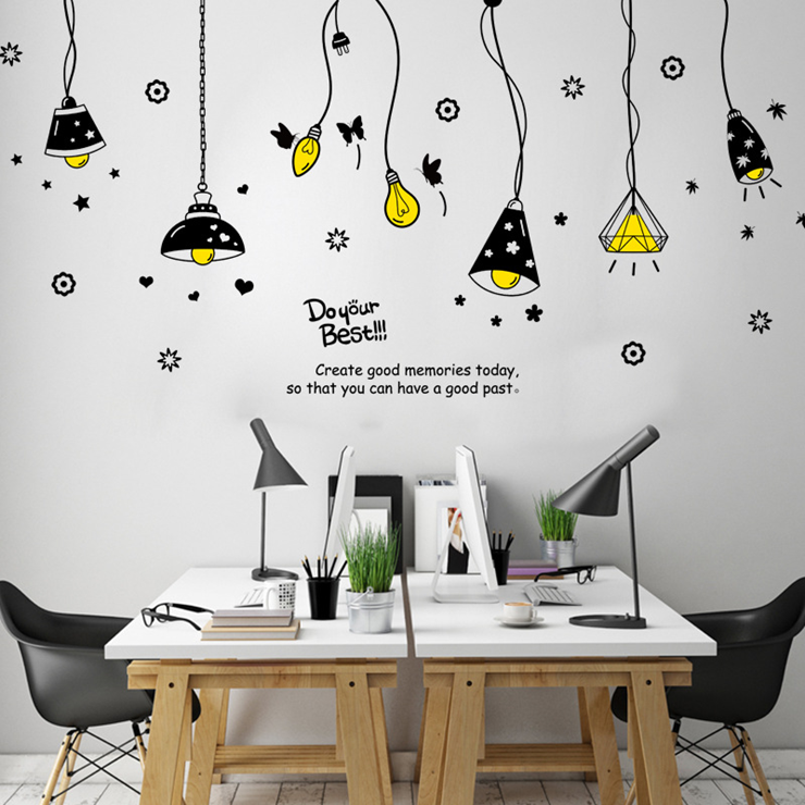 Decal dán tường chùm đèn bóng vàng