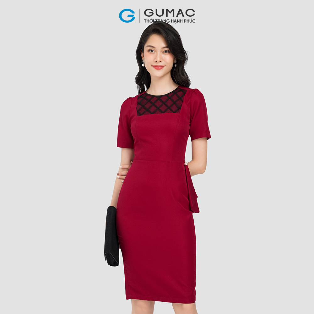 Đầm body GUMAC, đầm body phối nơ bên eo LD0815