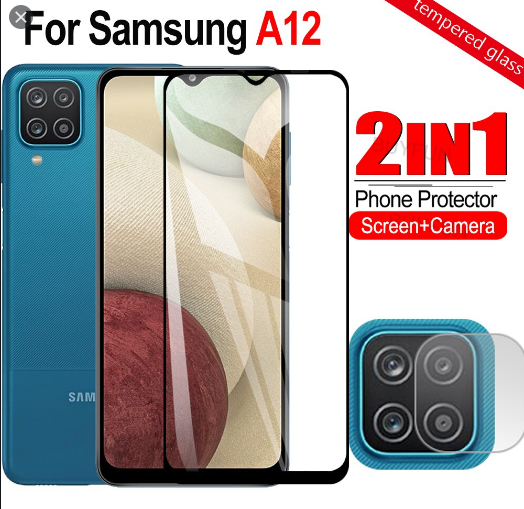 Kính cường lực Samsung A12 Full màn hình , Full keo + Dán bảo vệ Camera Sau Samsung A12