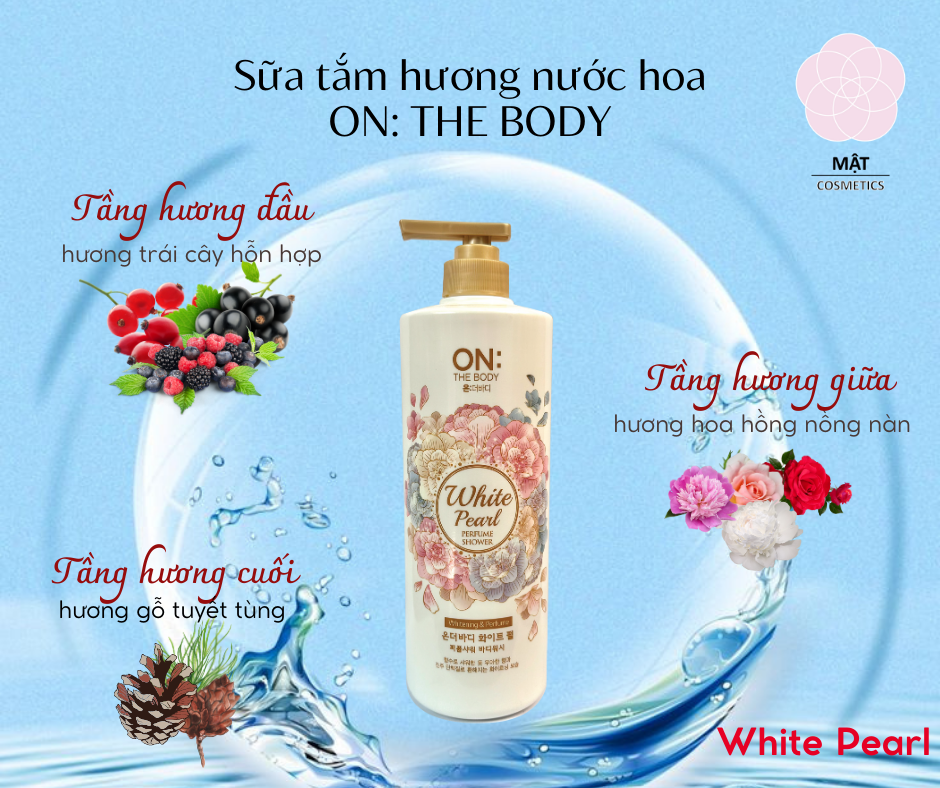 Sữa tắm nước hoa On The Body Perfume hương Classic Pink Violet Dream White Pearl 1KG