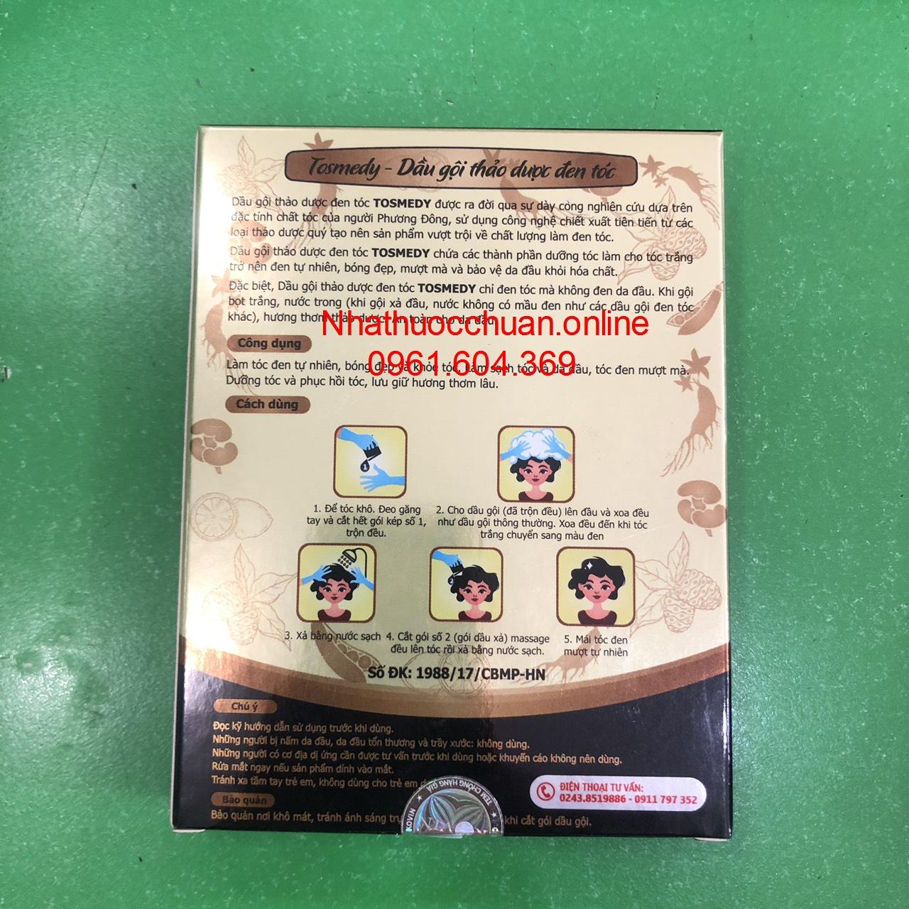 Tosmedy nhuộm thảo dược đen tóc ( Đen tóc không đen da đầu)