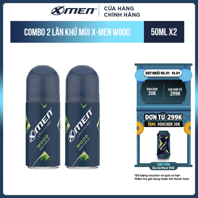 Combo 2 lăn khử mùi X-Men Hương Wood 50ml