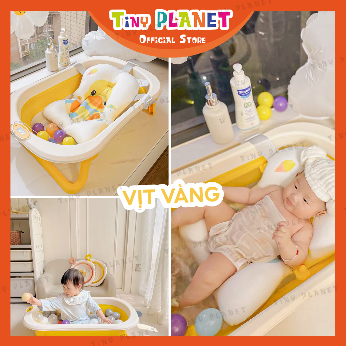 Chậu tắm gập gọn Tiny Planet có thể gấp gọn dành cho bé từ sơ sinh đến 5 tuổi (chính hãng)