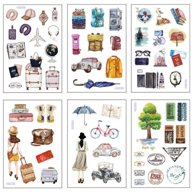 [HCM]Sticker Dán Trang Trí Sổ Nhật Ký ( Nhiều Mẫu) 6 Tấm