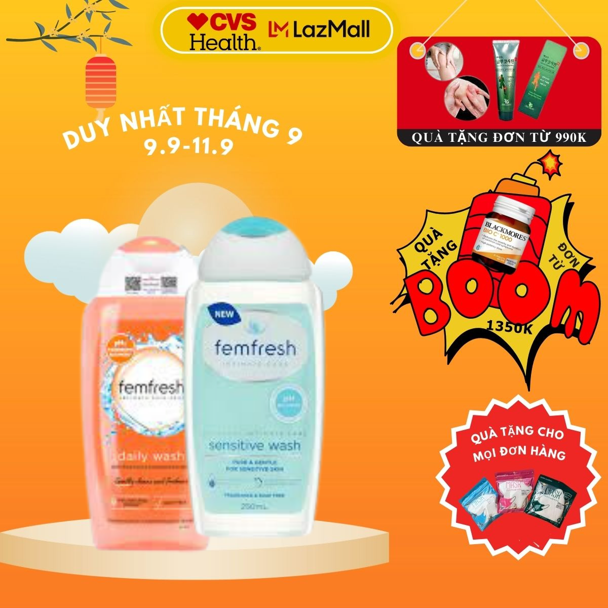 Femfresh dung dịch vệ sinh phụ nữ hàng ngày (250ml - màu cam)
