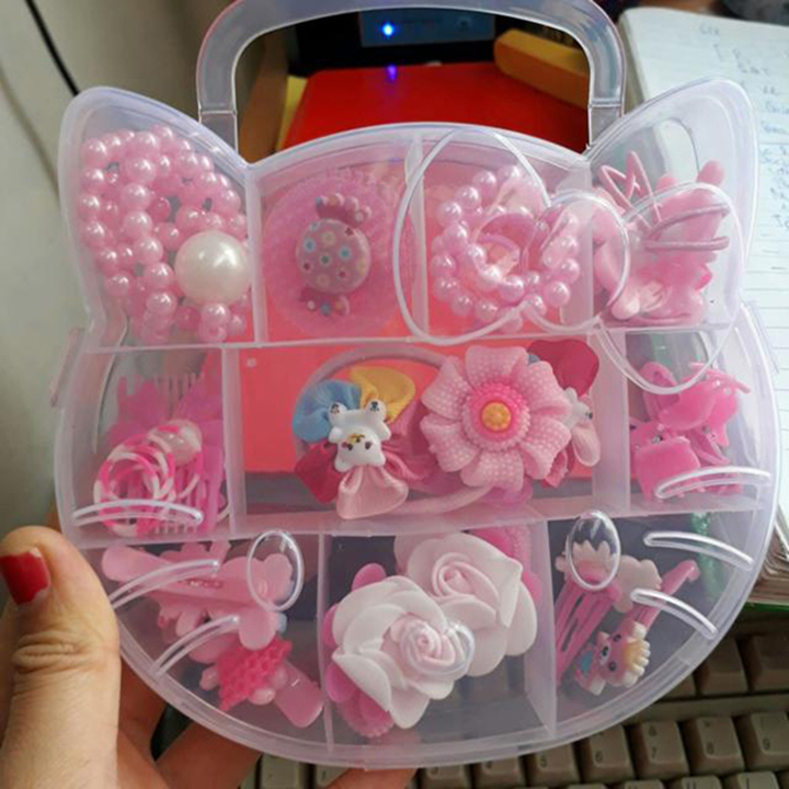 Hộp Hello kitty kèm cột tóc, kẹp mix nhiều mẫu cho bé
