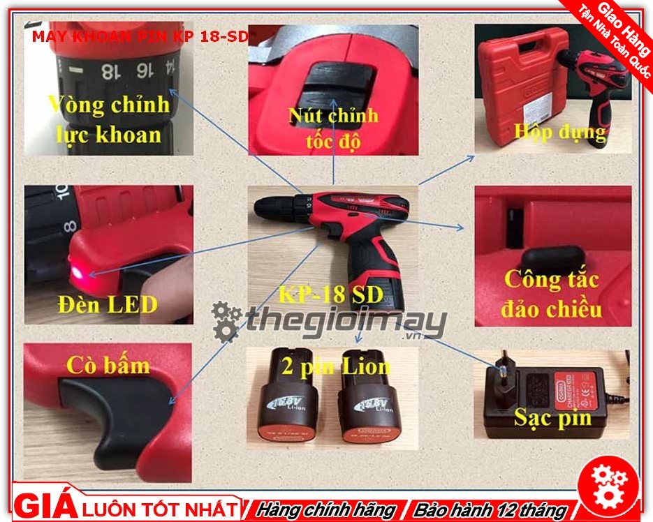 [HCM]Máy khoan pin cầm tay 18V Oshima KP18SD