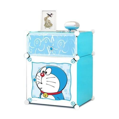 Tủ nhựa lắp ghép mini 2 tầng để đầu giường (màu xanh)