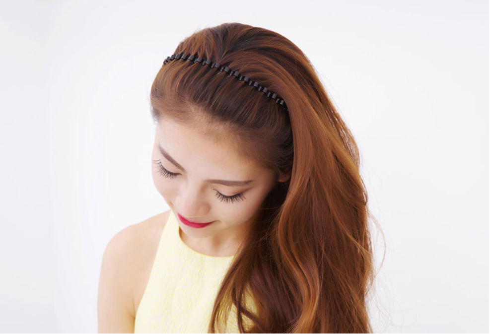 Bờm cài tóc nam nữ unisex nhựa đen BN36 (Bờm trơn)