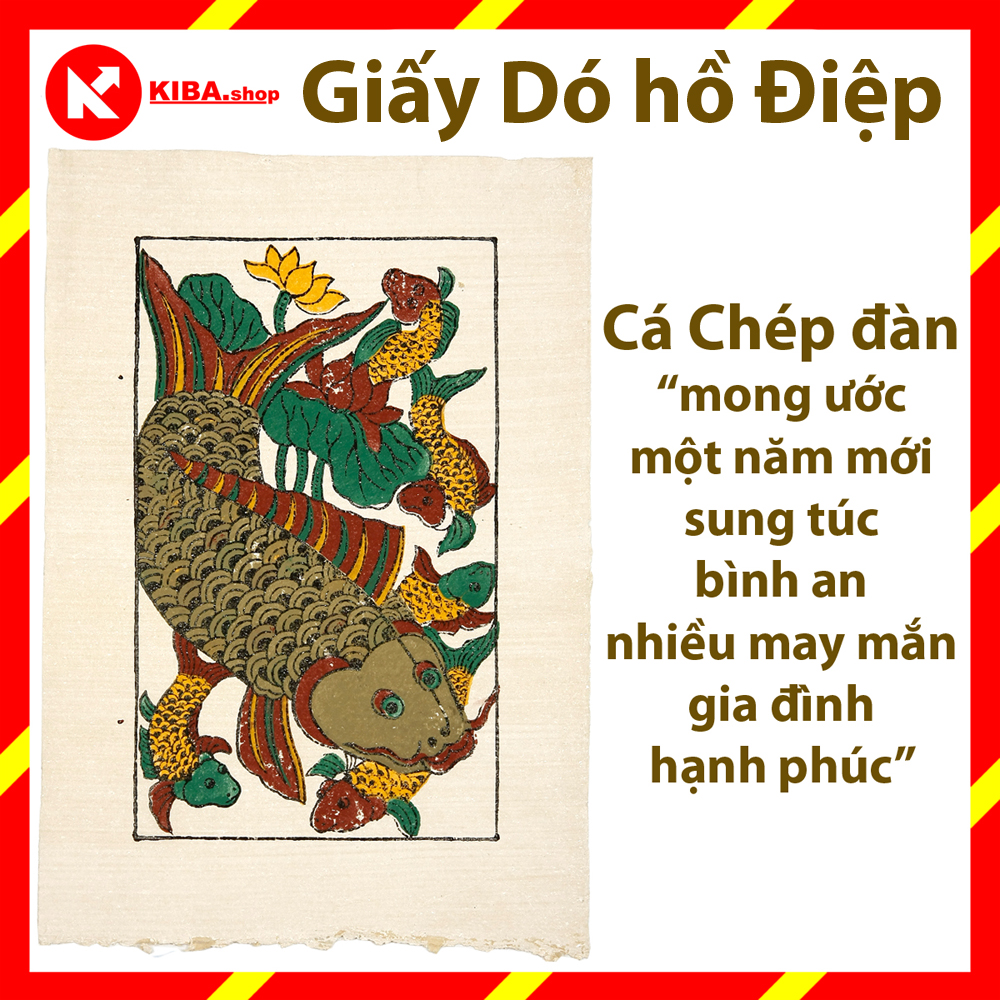 Tranh Đông Hồ - Bức Cá chép đàn - không kèm khung tranh (kích thước 26x37) Dong Ho folk paintings - Viet Nam national cultural heritage