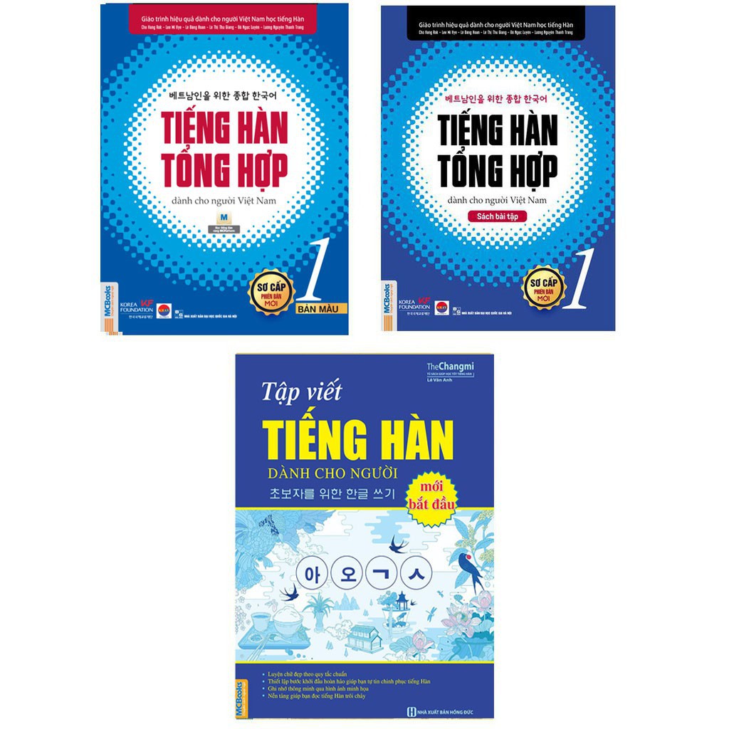 Sách - combo tiếng hàn tổng hợp dành cho người việt nam sơ cấp 1 bản 4 màu + tập viết tiếng hàn