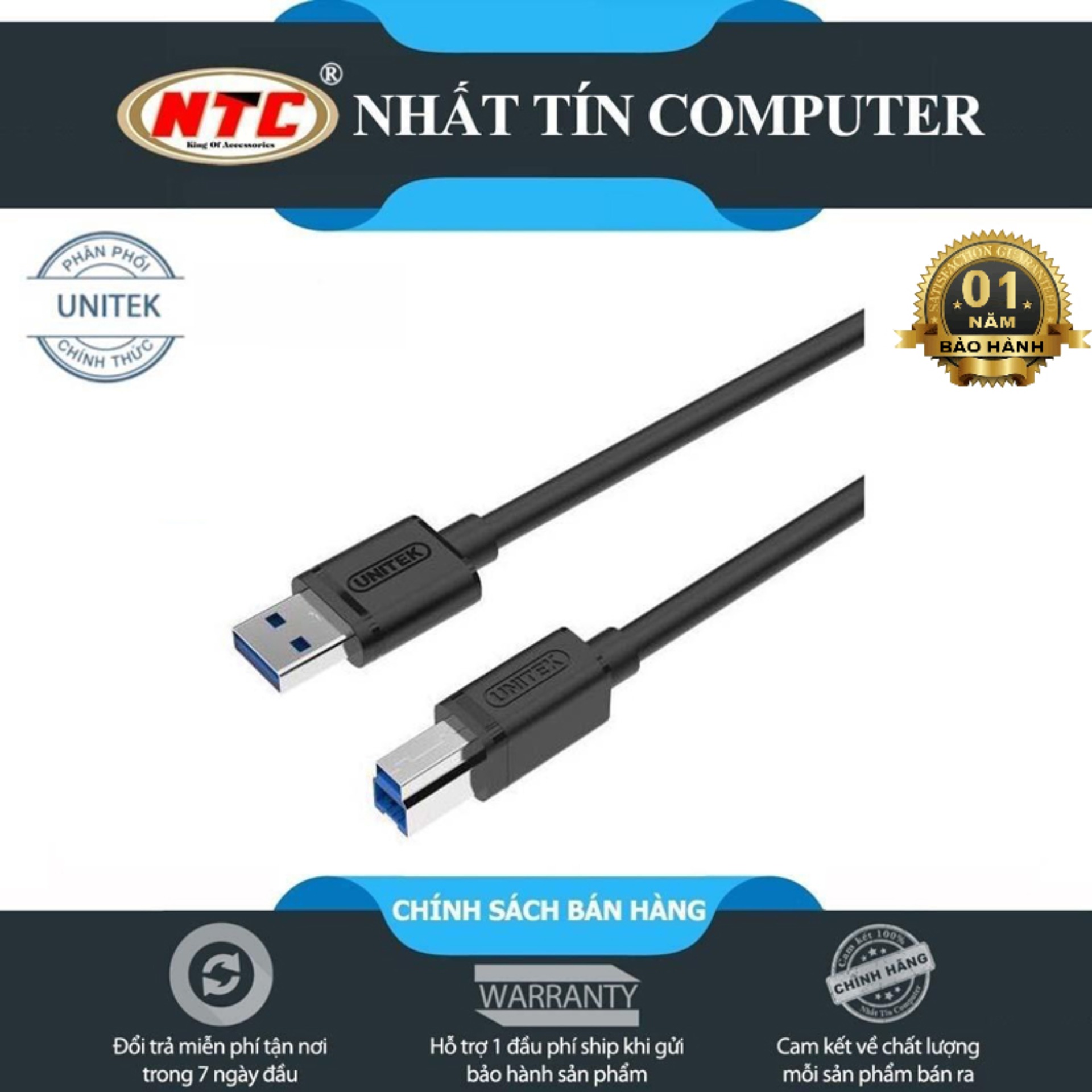 Cáp máy in unitek y-c4006gbk dài 1.5m chuẩn usb 3.0 - tốc độ truyền cực đại 5gbps