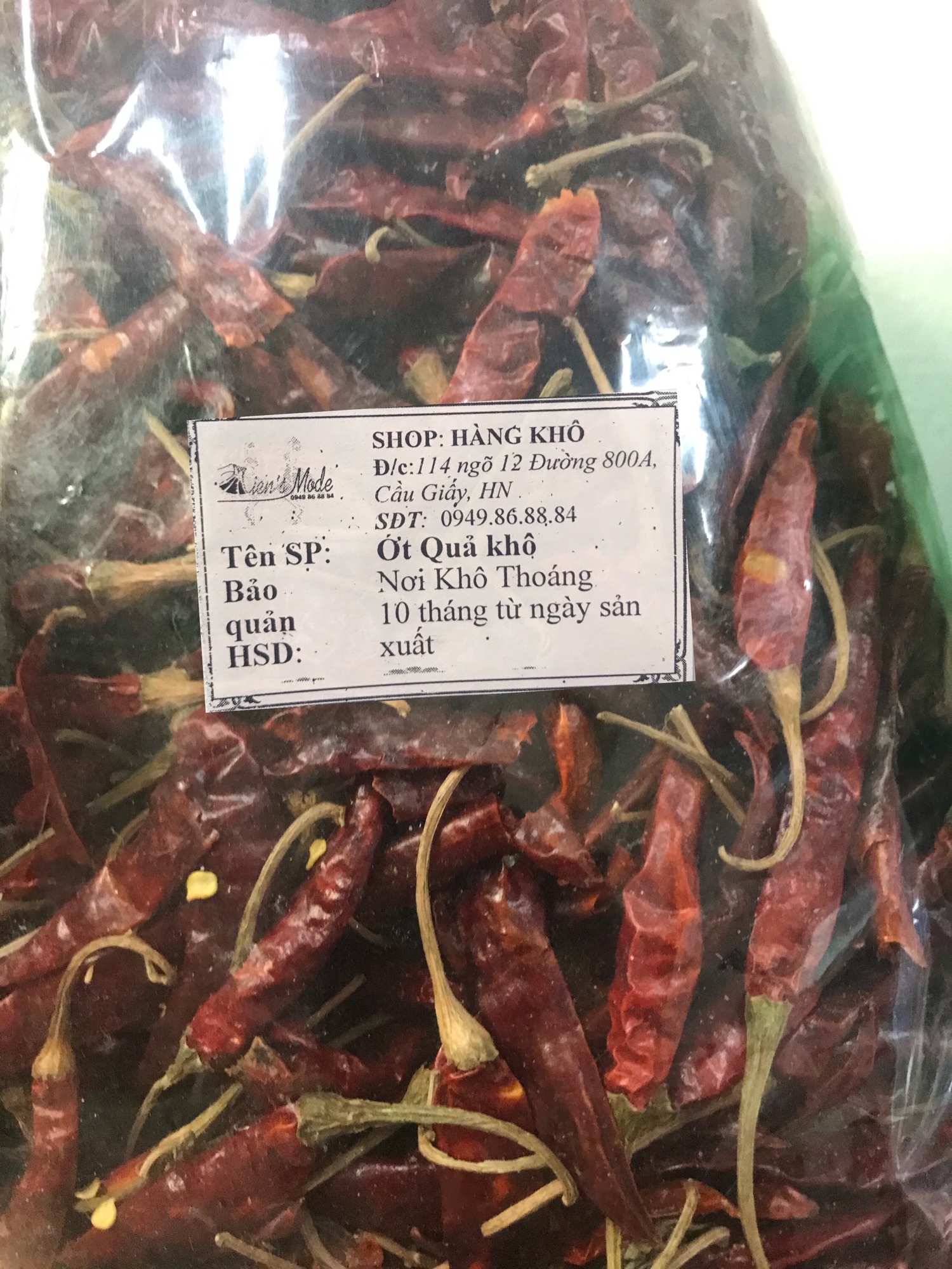 500gr Ớt nguyên quả sấy khô