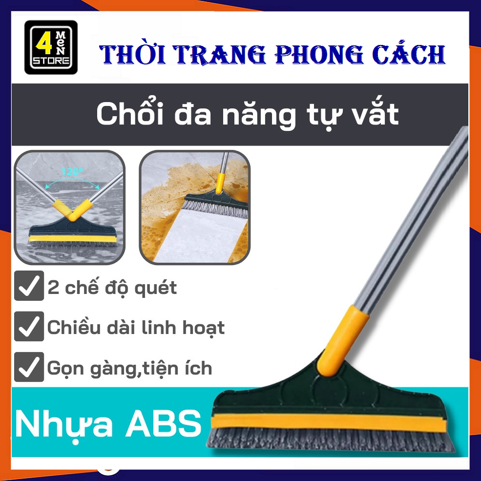 Chổi Chà Sàn Nhà Tắm Thông Minh Thiết Kế 2 Đầu Gạt Nước Và Đầu Chổi Xoay 120 Độ Cọ Sạch Khe Hẹp Và Góc Tường