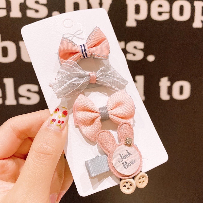 Set 4 kẹp tóc đáng yêu cho bé gái