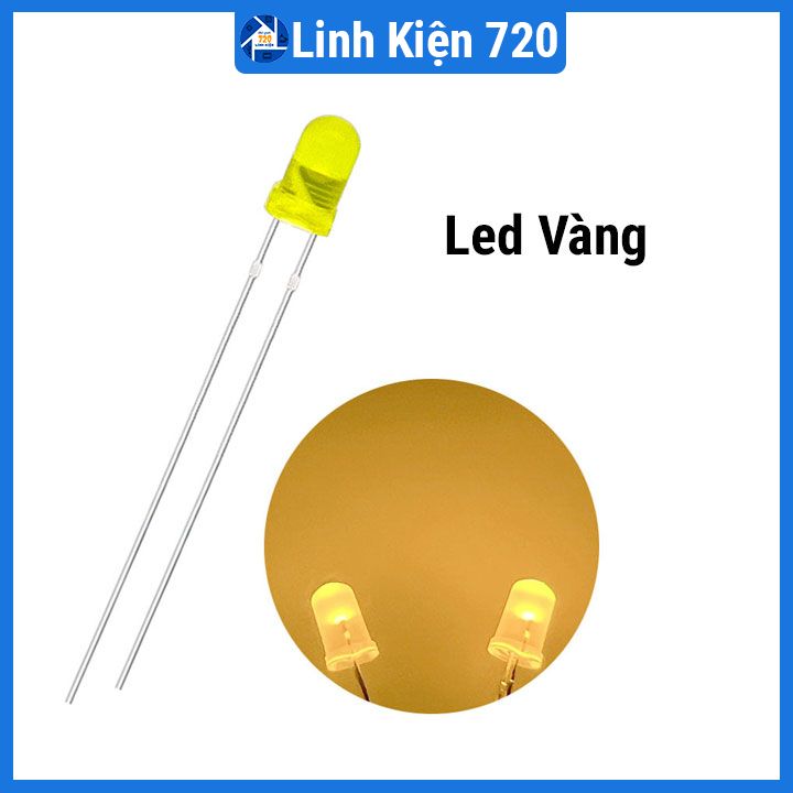 10 Bóng led phủ màu 3mm siêu sáng màu đỏ/xanh lá/vàng/xanh dương
