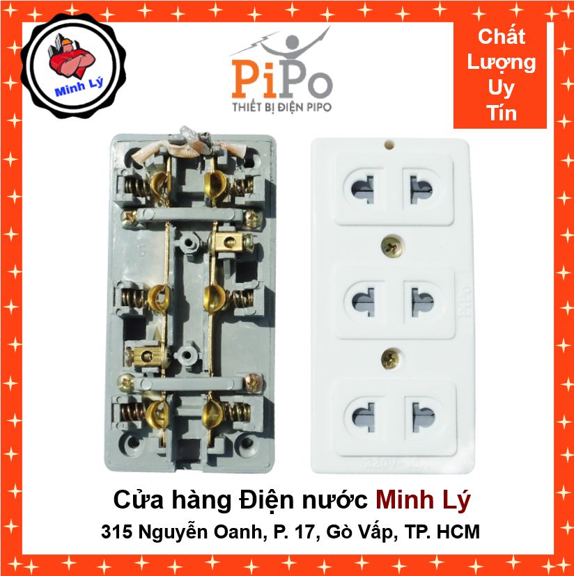 [HCM]Ổ Cắm 3 Lỗ CS6000w Siêu Chịu Tải P37 (Có Lõi Sứ Cách Điện) - Chống Cháy Chống Va Đập