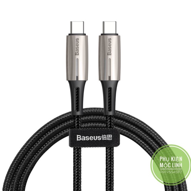 Dây Cáp sạc nhanh Baseus PD C to C 60W có đèn báo water drop-shaped Type C cho Smartphone/ Tablet / Macbook/ Laptop