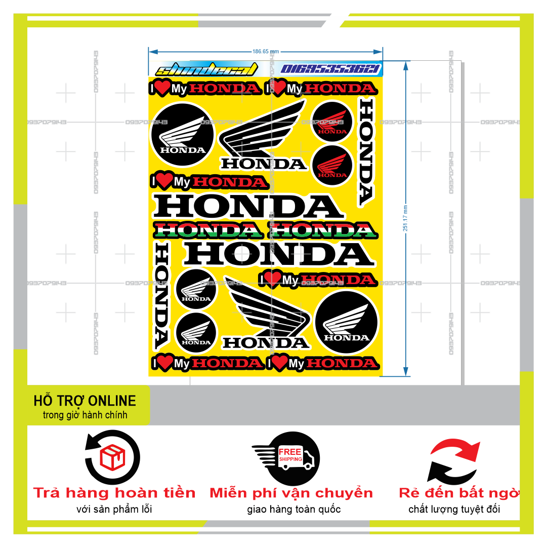 LOGO STICKER CÁNH CHIM HONDA VÀNG