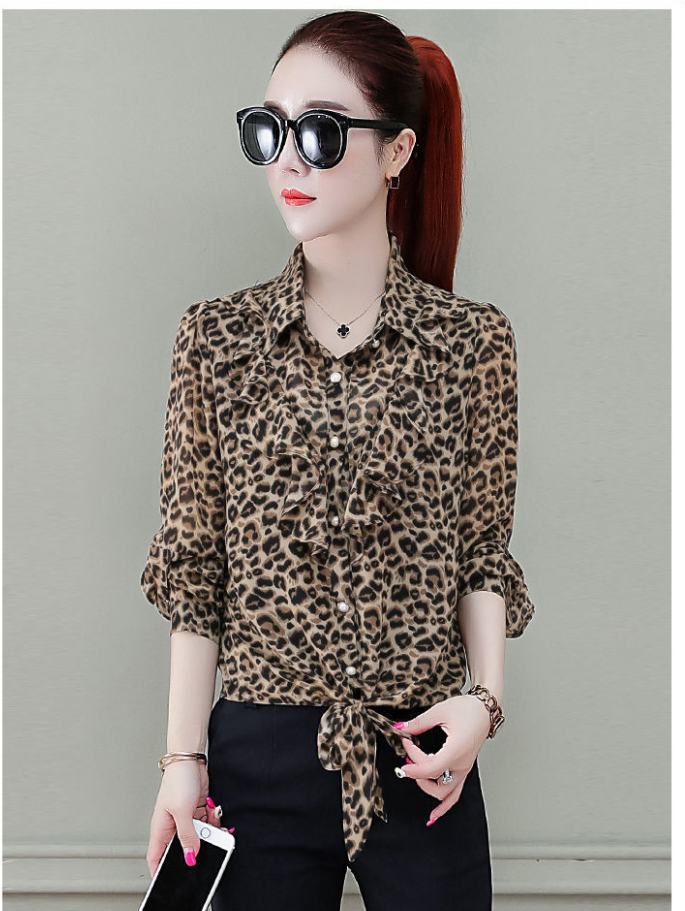 Women's Shirt with Leather Pattern A559