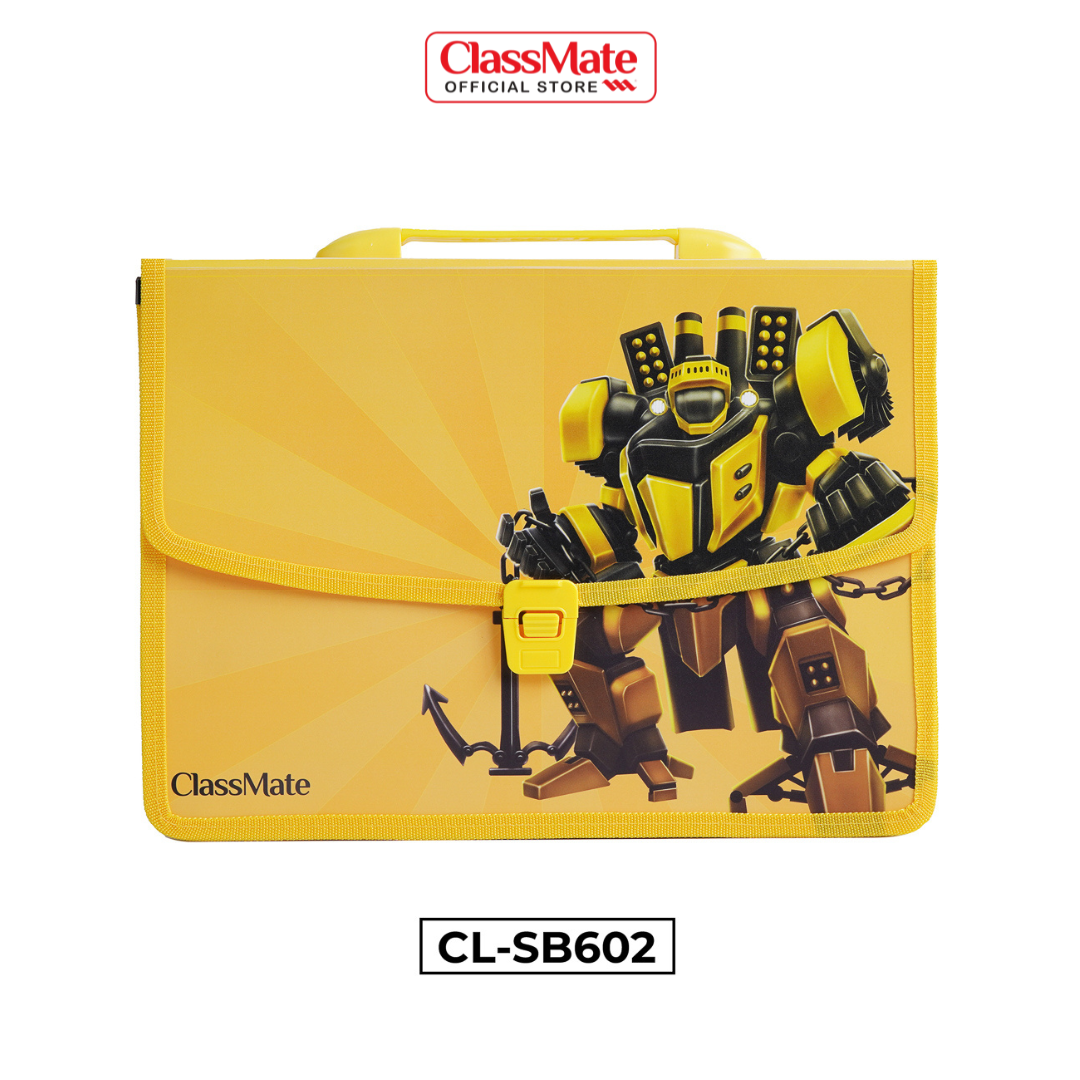 Cặp học thêm 2 ngăn classmate hình robot team, chất liệu nhựa nguyên sinh an toàn cl-sb602