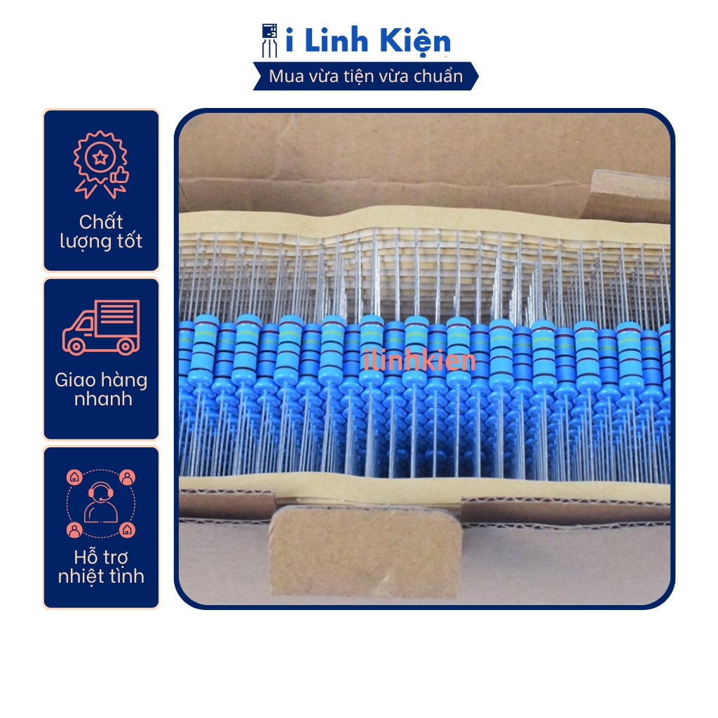 Điện trở vạch 2W 470K 1% chân đồng (10c)