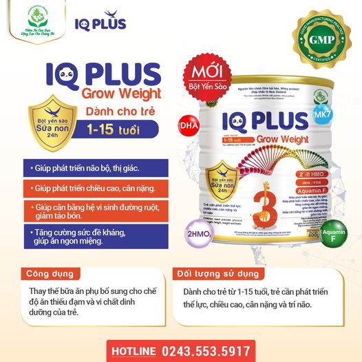[ HÀNG CHÍNH HÃNG ] Sữa IQ PLUS GROW WEIGHT 400G