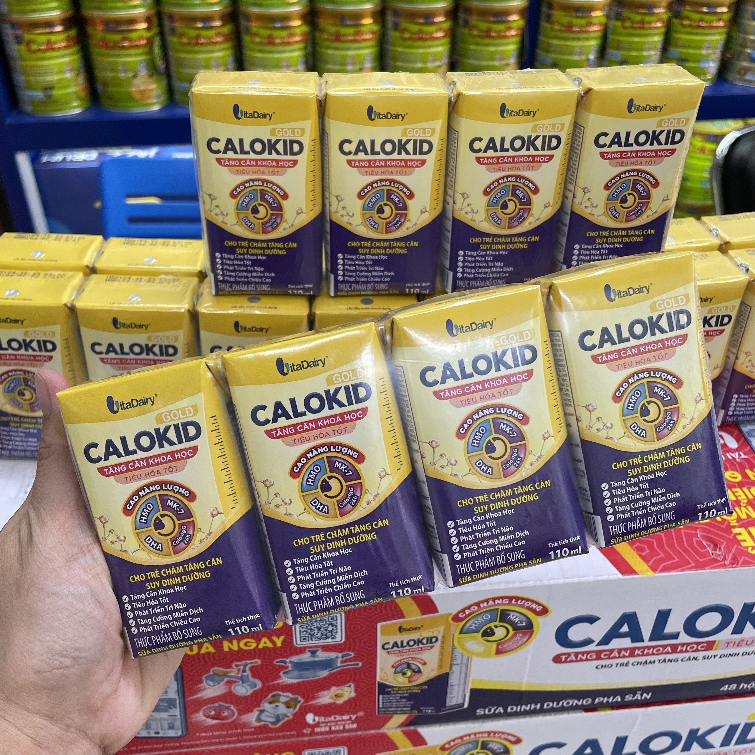 (Tặng Quà Từ 2 Thùng, Có Thẻ QR)  Sữa Bột Pha Sẵn Calokid 180ml_Thùng 48 Hộp (BIBISTORE)