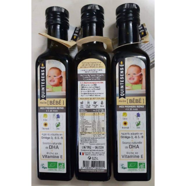 [HCM][CHÍNH HÃNG] DẦU ĂN DẶM HỮU CƠ CHO BÉ QUINTESENS 250ML
