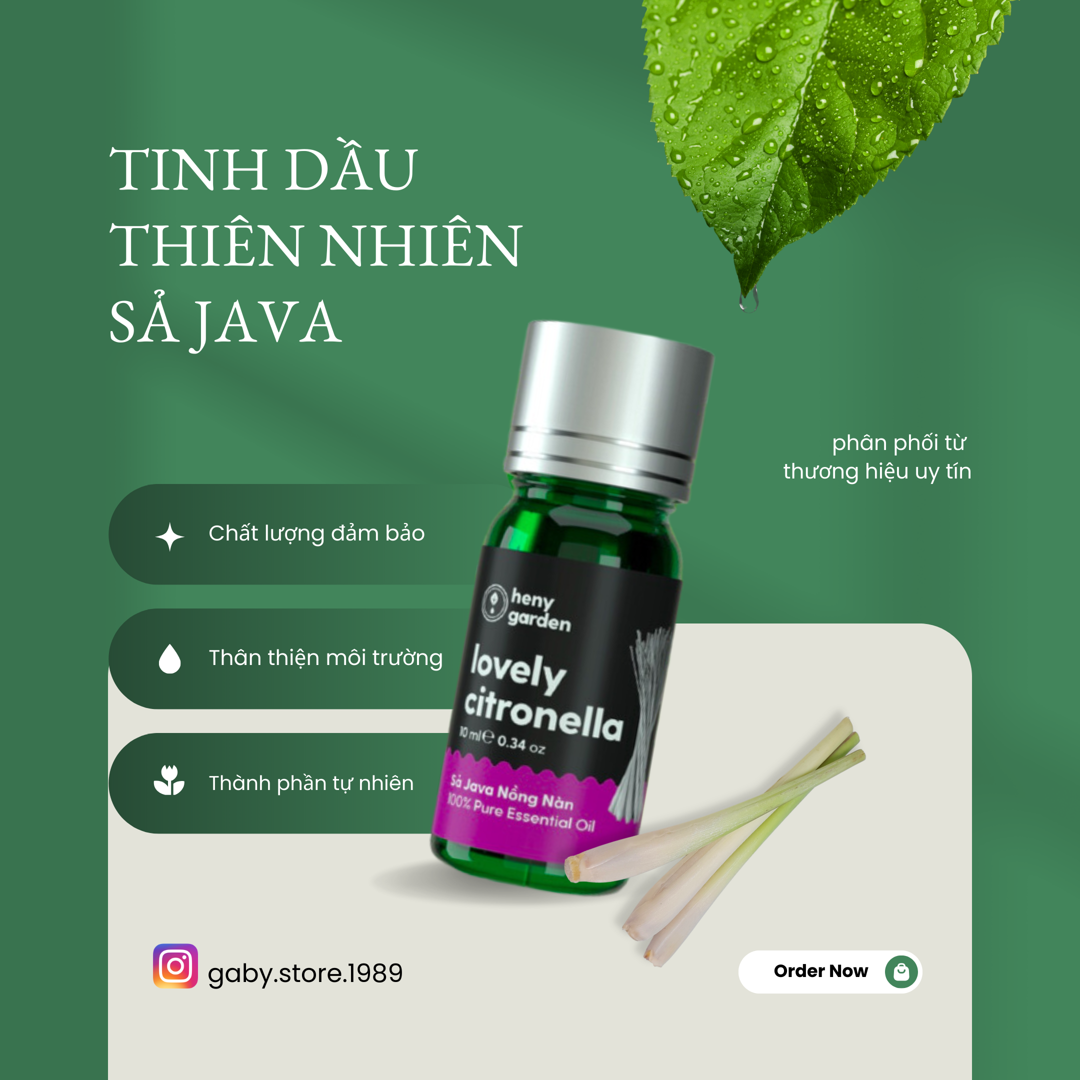 Tinh dầu Sả Java || Heny Garden Lovely Citronella (10ml) || Java Lemongrass Essential Oil