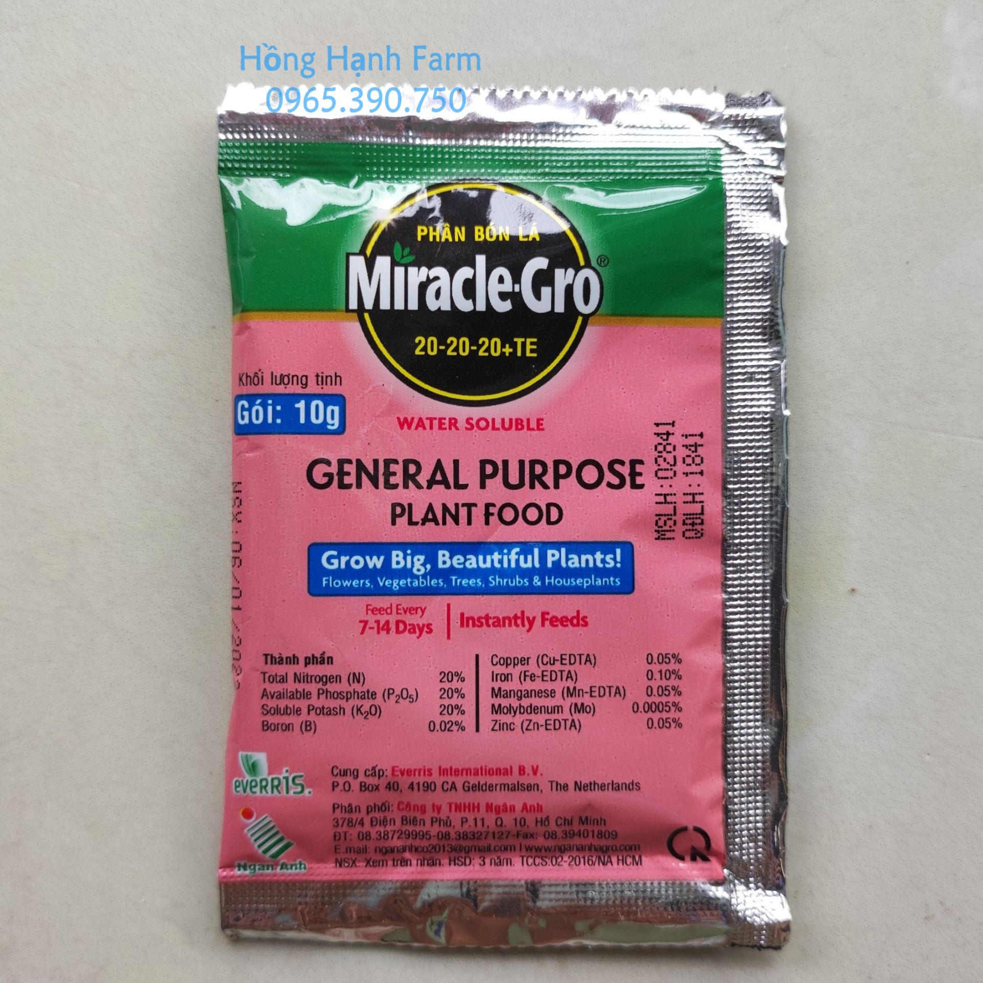 Phân bón lá miracle gro 15-30-15, 30-10-10, 20-20-20 gói 10g, phân bón nhập khẩu từ châu âu, bán chạy số 1 việt nam