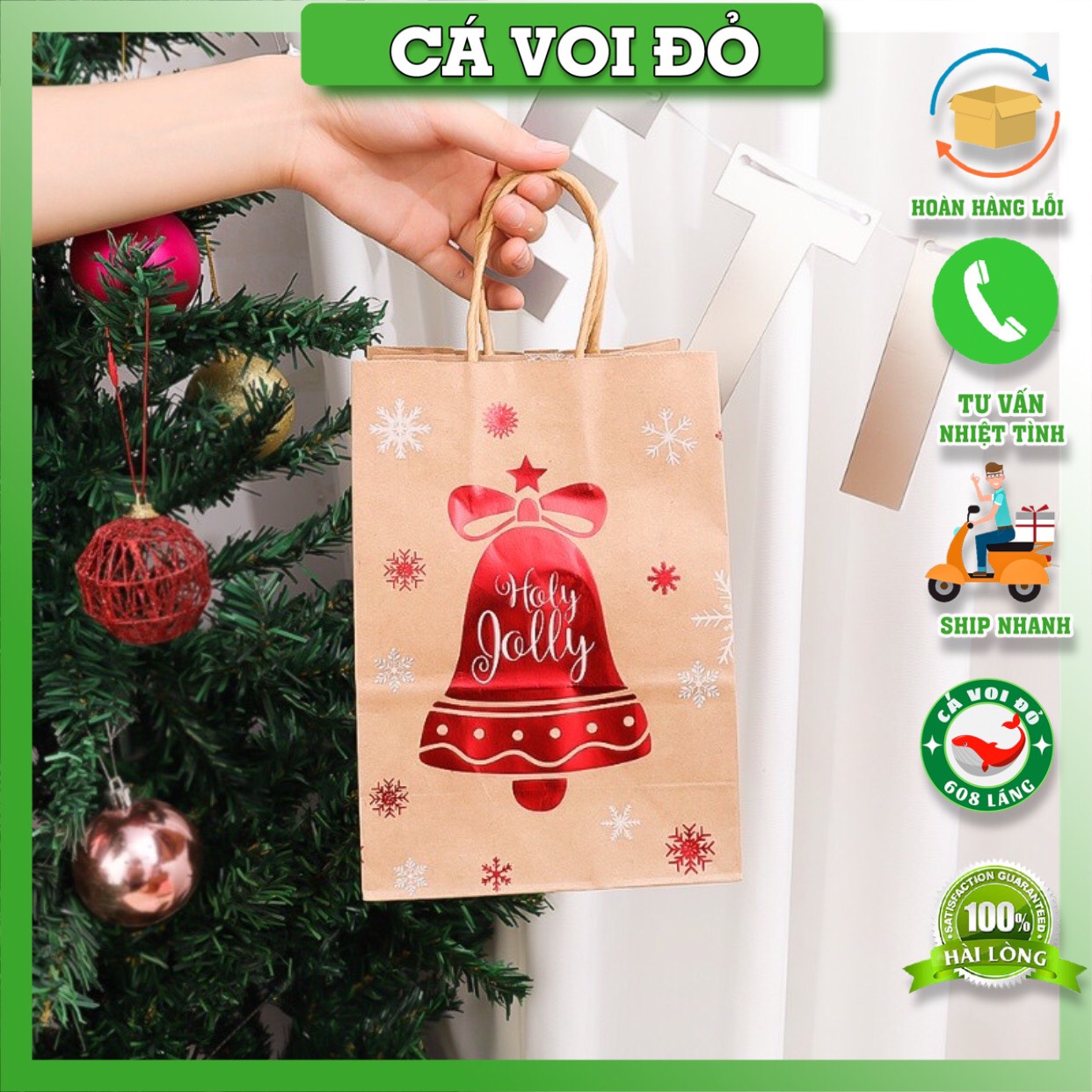 Túi Giấy kraft Đựng Quà Giáng Sinh Noel Dễ Thương