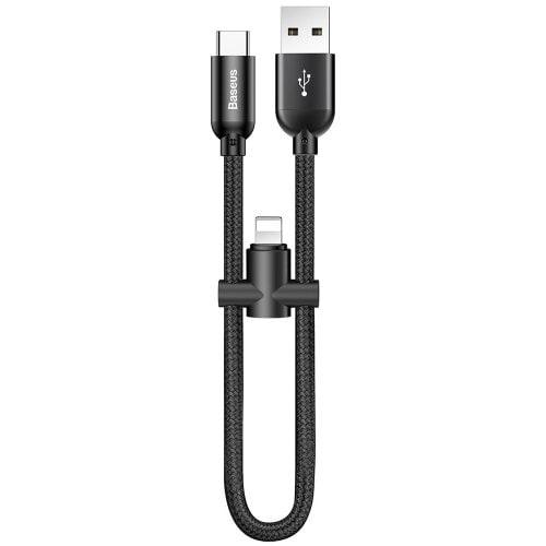 Cáp Sạc Baseus 2 in 1 Chân Type C + Chân Lighting (23cm)
