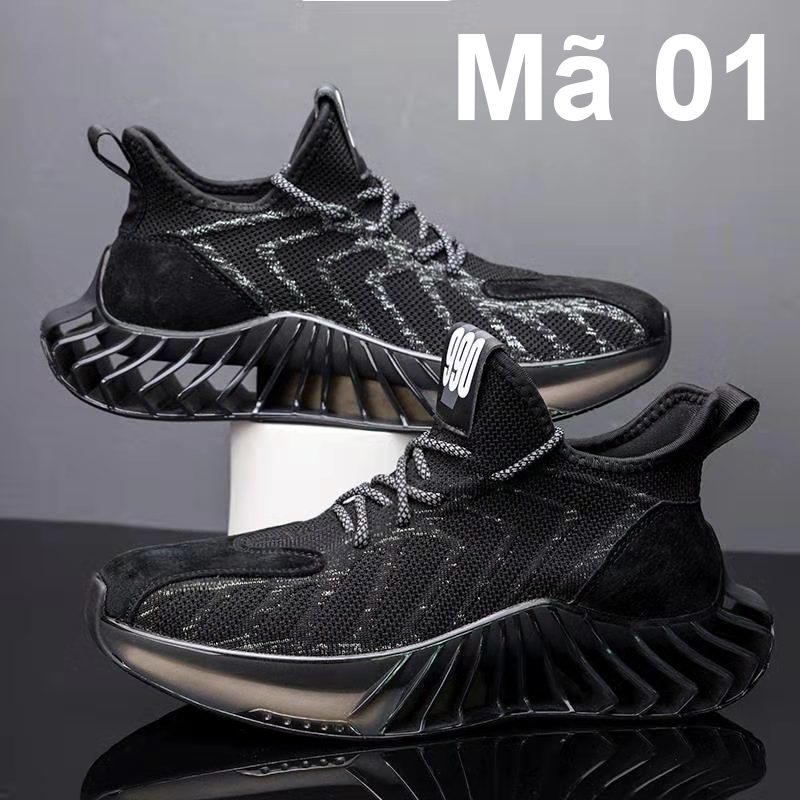 Giày thể thao, giày thể thao nam, giày sneaker vải dệt màu đen mã 01