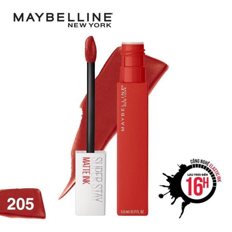 Son kem lì Maybelline màu đỏ cam 205 Assertive Super Stay Matte Ink cao cấp