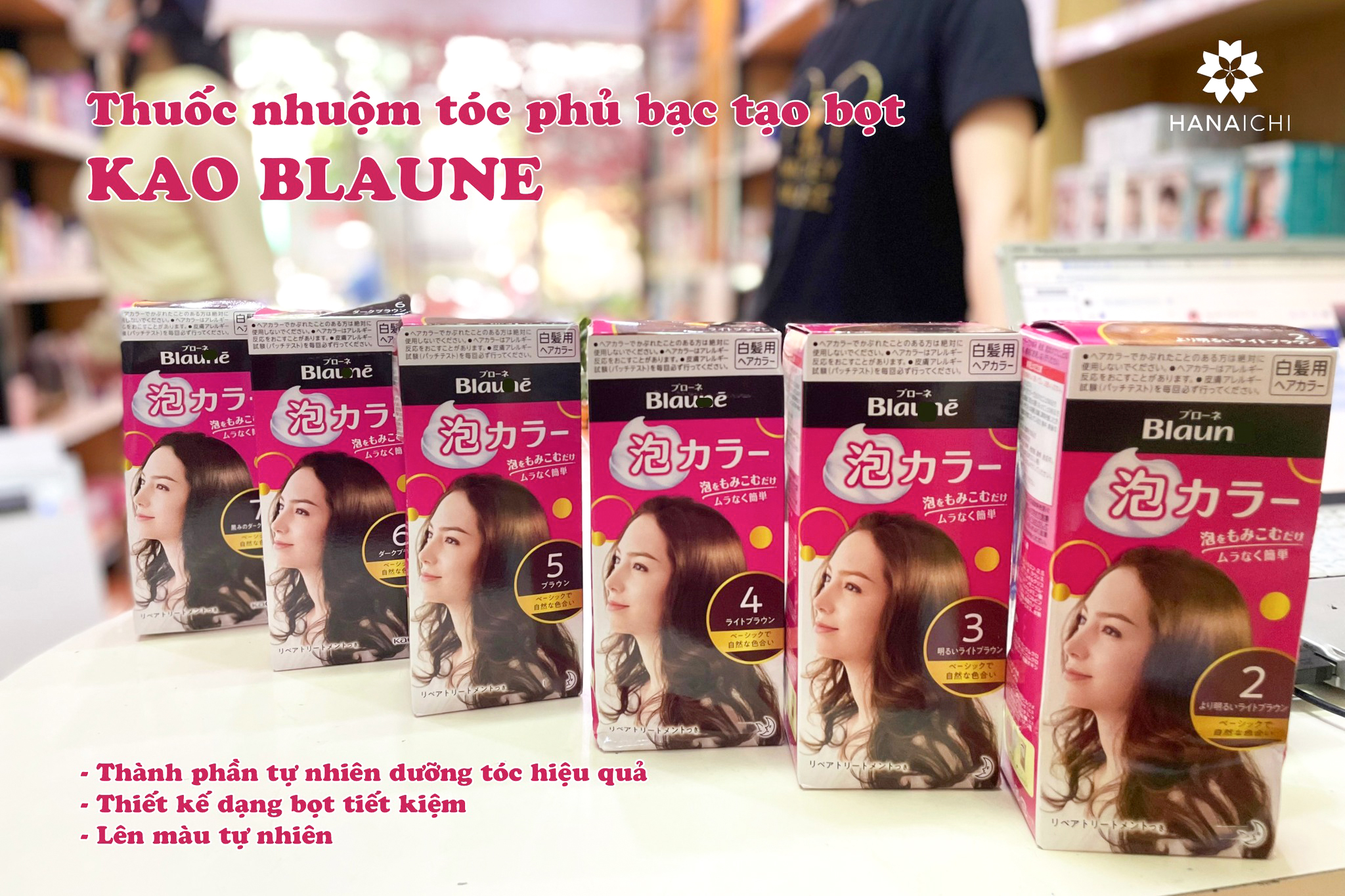 Thuốc Nhuộm Tóc Phủ Bạc Tạo Bọt Kao Blaune Nhật Bản