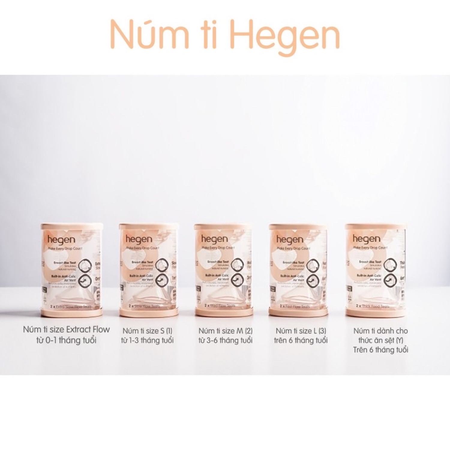 [CHÍNH HÃNG] Núm Ti Thay Thế Bình Sữa Hegen