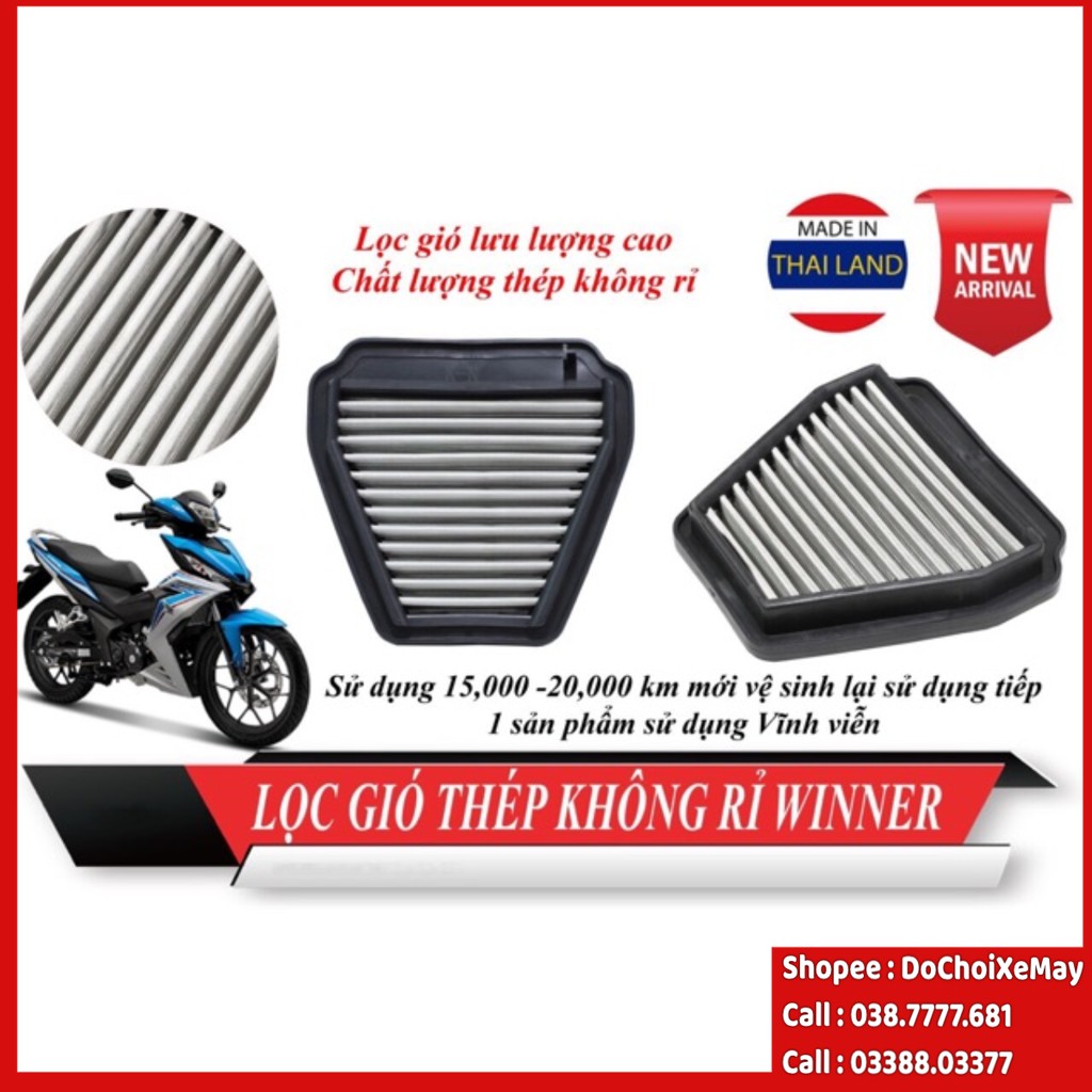 Lọc gió thép độ cho Winner Sonic xài vĩnh viễn, vệ sinh được. DoChoiXeMay