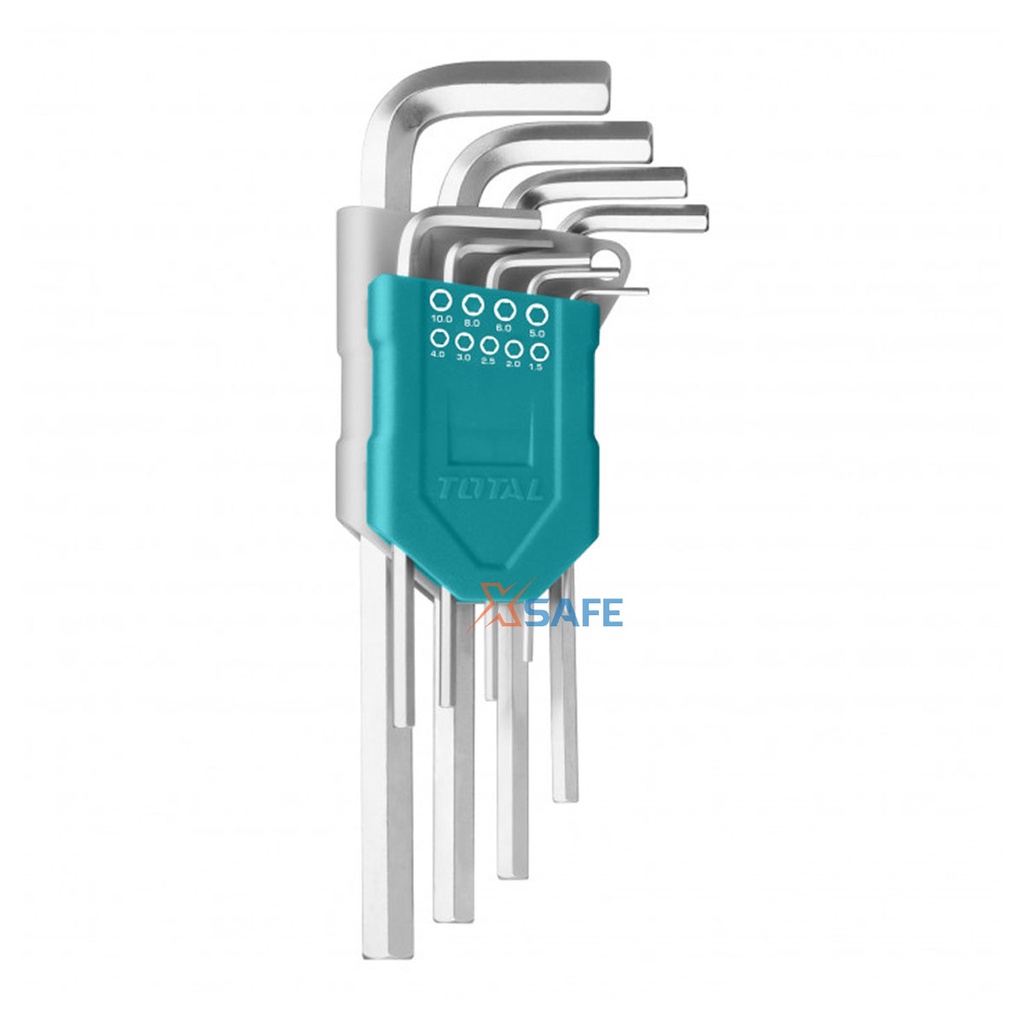 Bộ khóa lục giác đầu bằng dài TOTAL THT106192 Lục giác thép Cr-V chắc chắn, chống gãy cong, nhỏ gọn